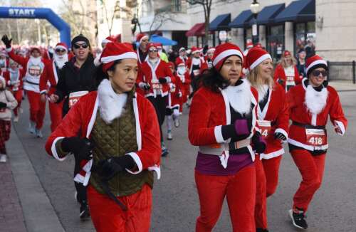 Santas on the run during Arlington Heights event